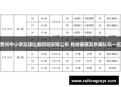 贵州中小学足球比赛时间安排公布 各地赛程及参赛队伍一览